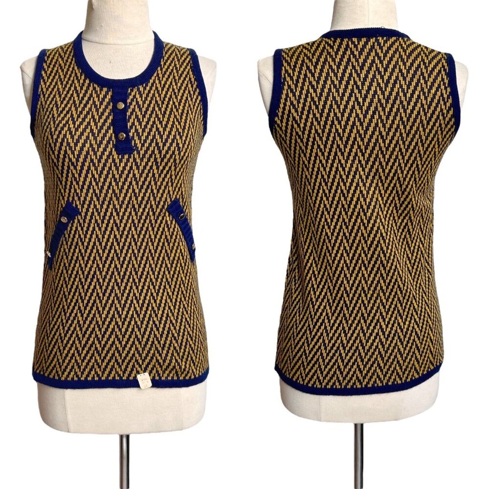 70s vintage sweater vest tank top sleveless zig zag knitted pattern zephyr.